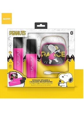 Snoopy Peanuts Pink Karaoke Wireless Speaker & 2 Microphones - NEW